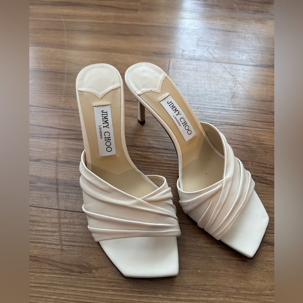 Jimmy Choo Basil 75 Ruched Leather Mules